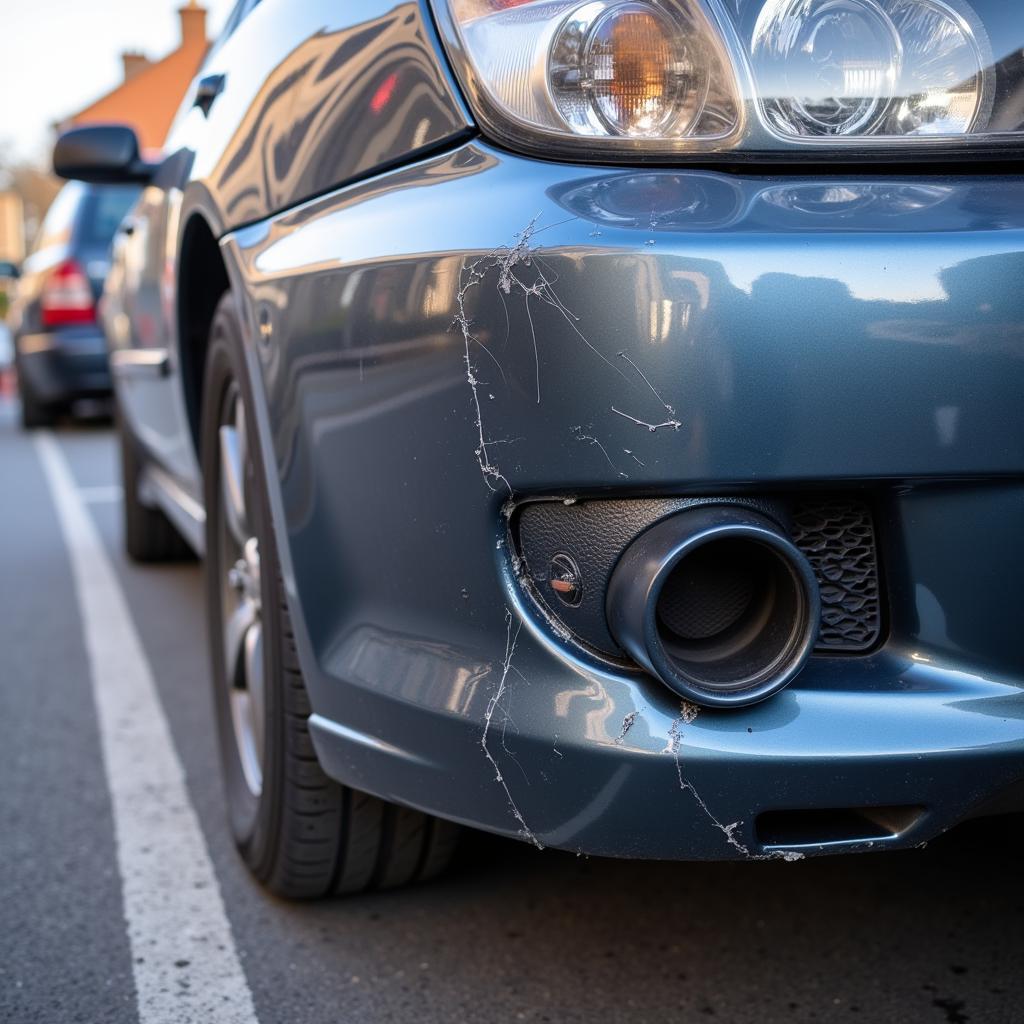 Close-up of car bumper damage in Ilkley