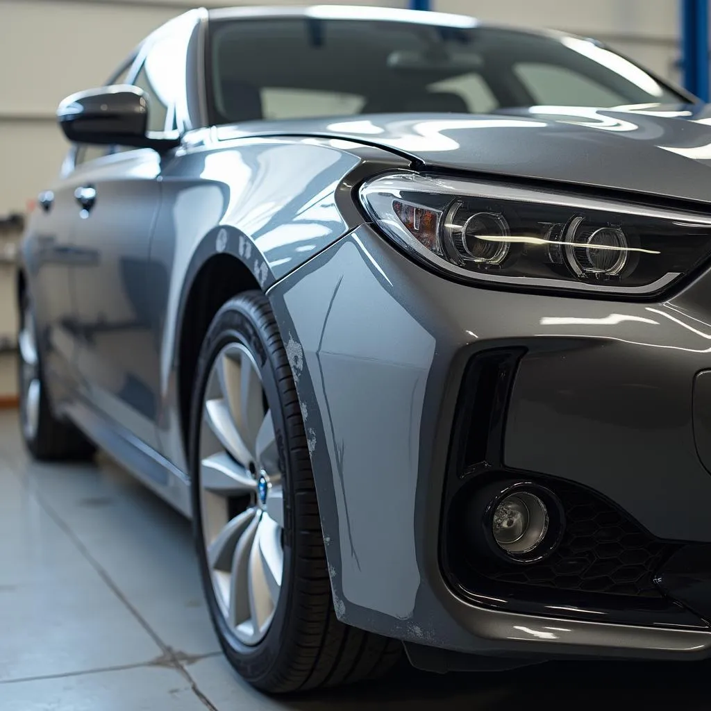 Car bumper during repaint process