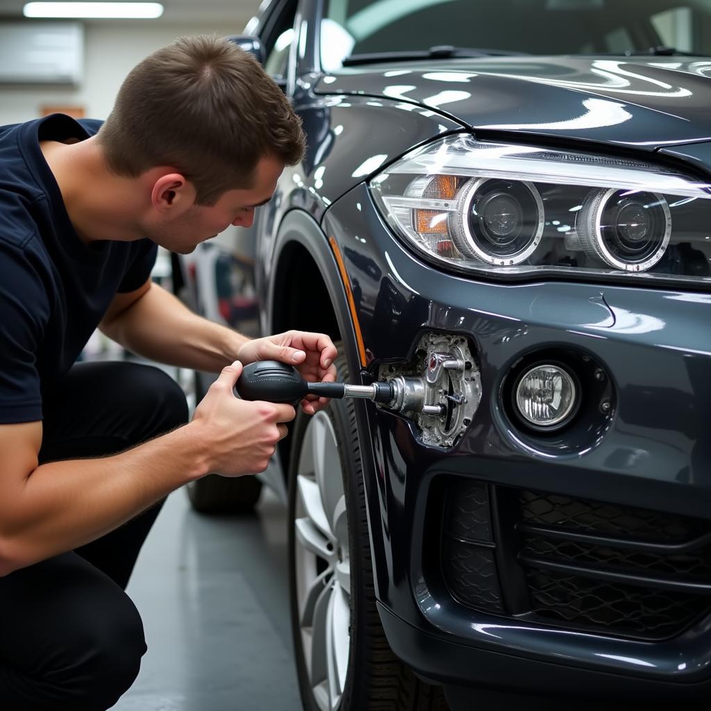 Car Bumper Repair in Progress