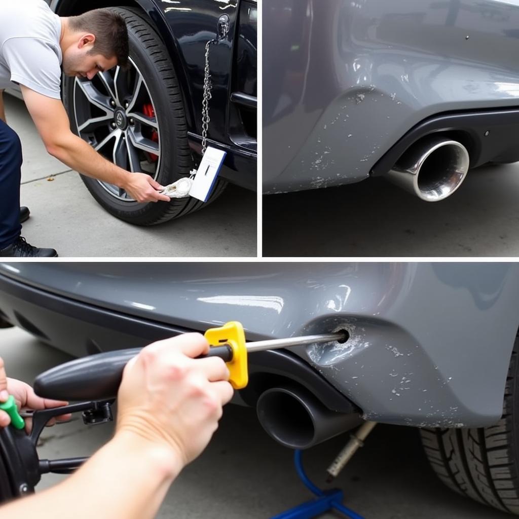 Car Bumper Repair Process in Progress