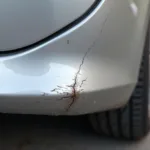 Car bumper with a noticeable scratch