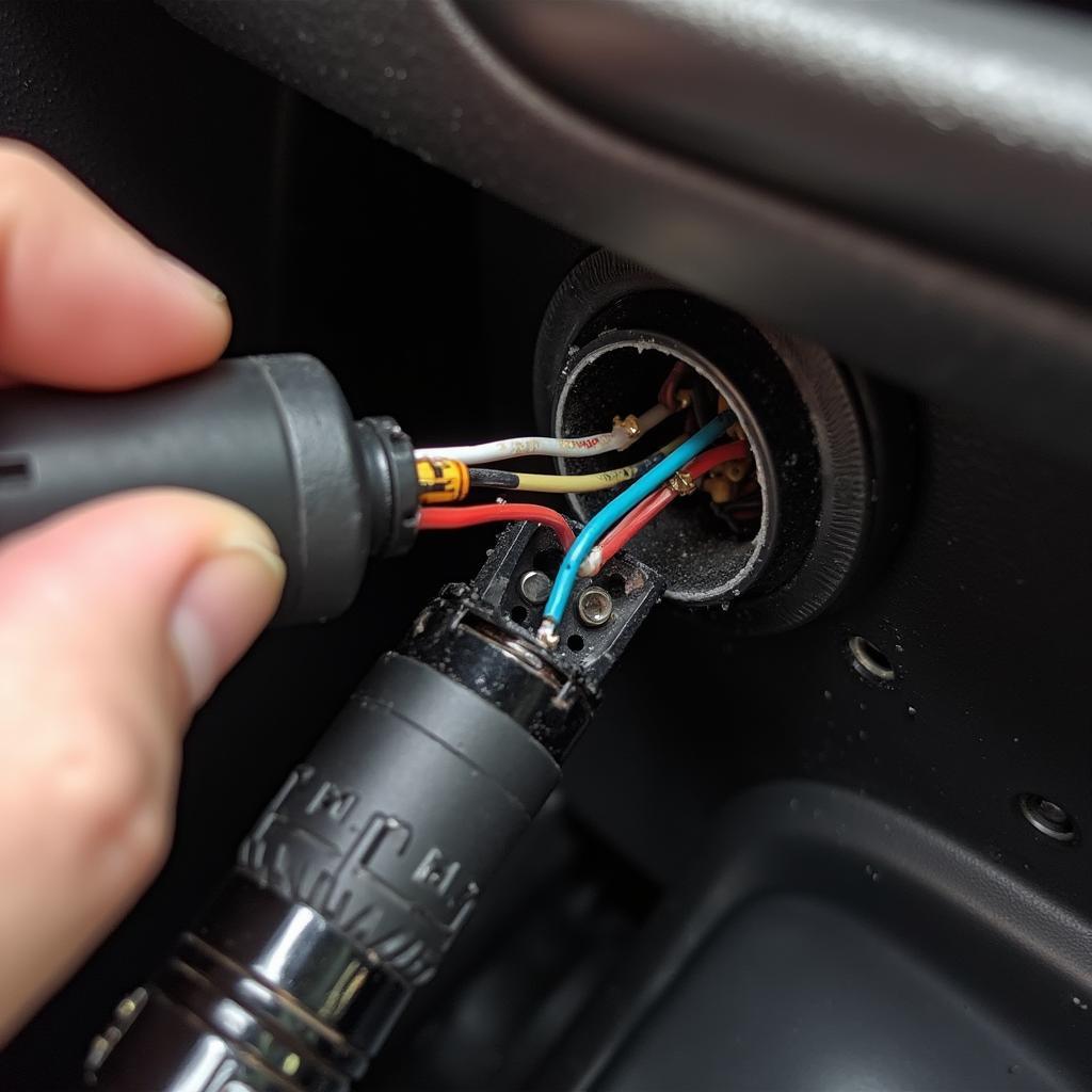 Inspecting Car Cigarette Lighter Plug Wiring