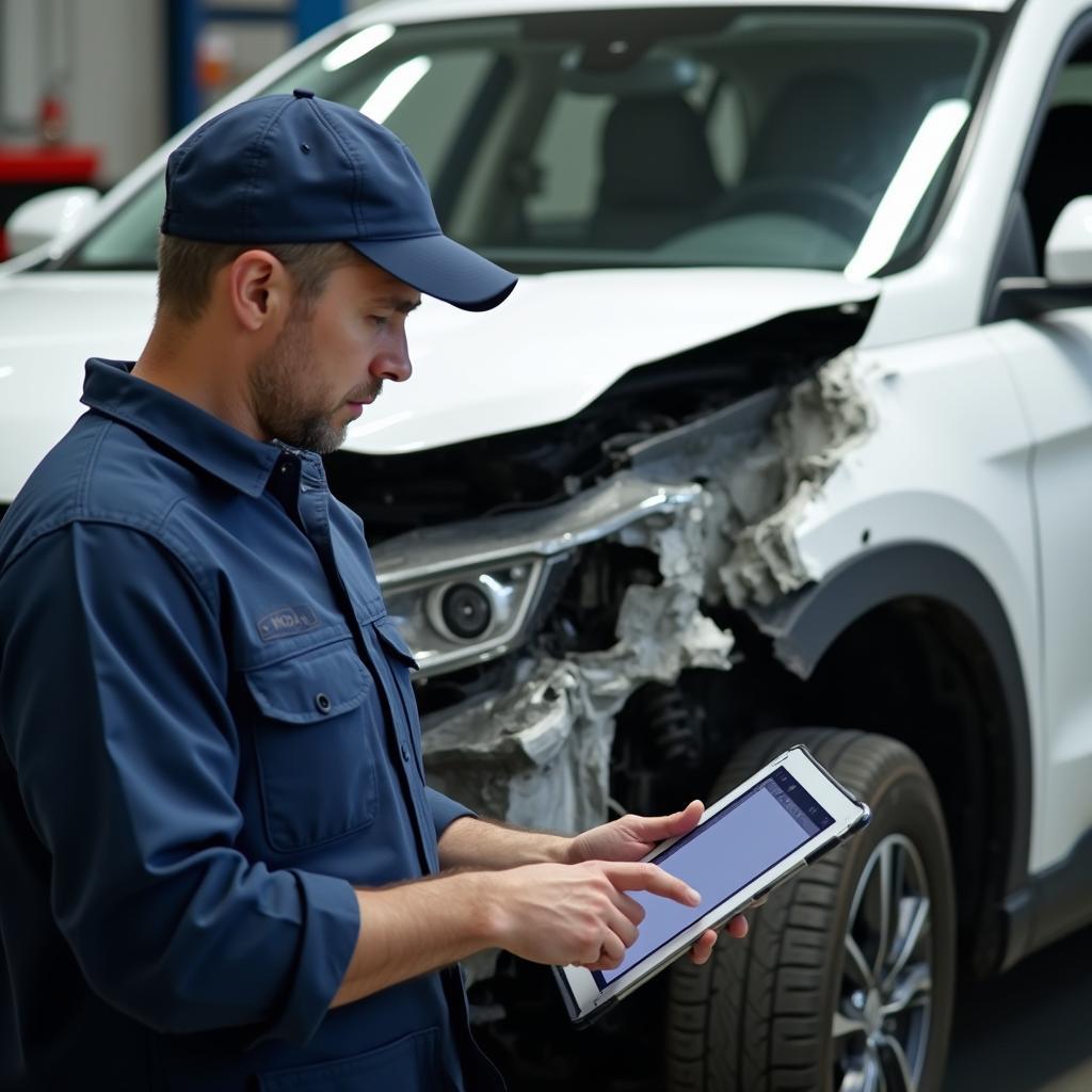 Mechanic Assessing Car Damage