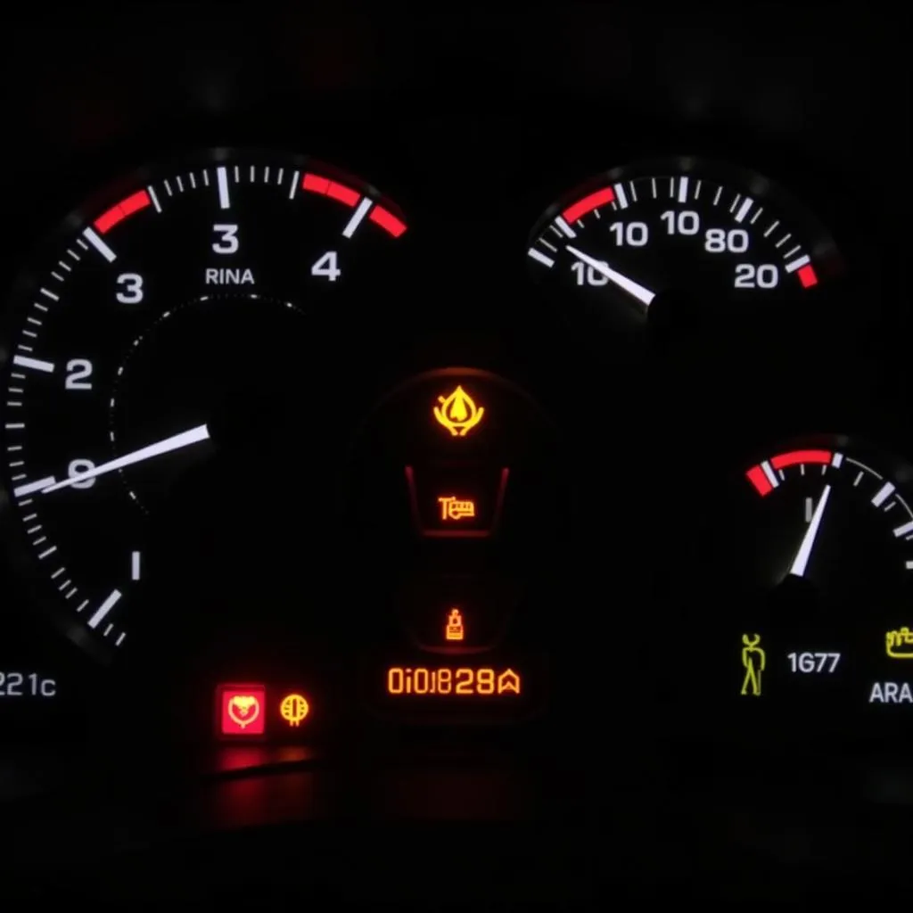 Car Dashboard Illuminated Warning Lights