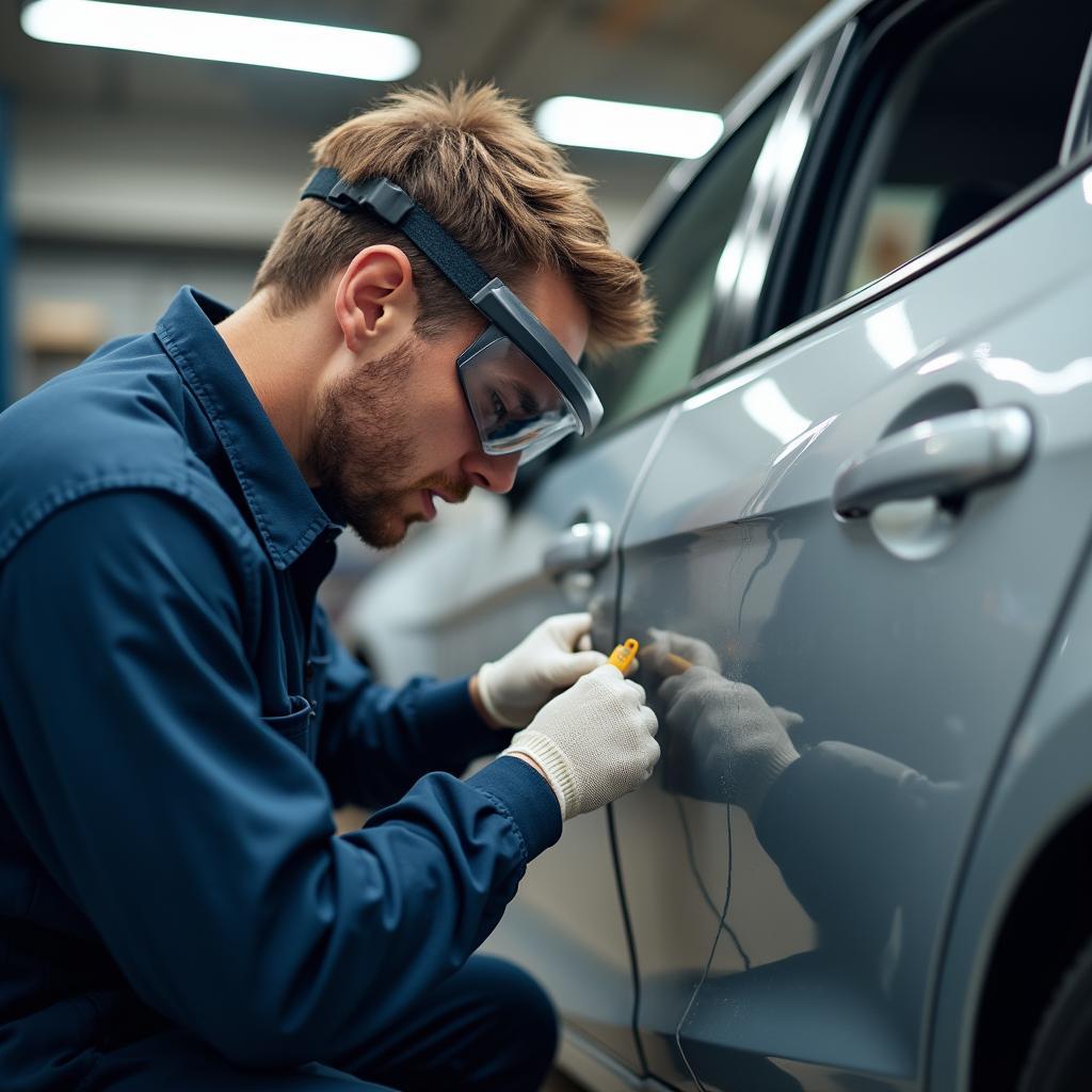 Car Dent Repair in Progress at a Perth Garage