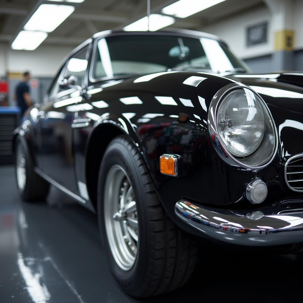 A car being detailed after body repair in Brighton