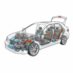 Complex car electrical system diagram