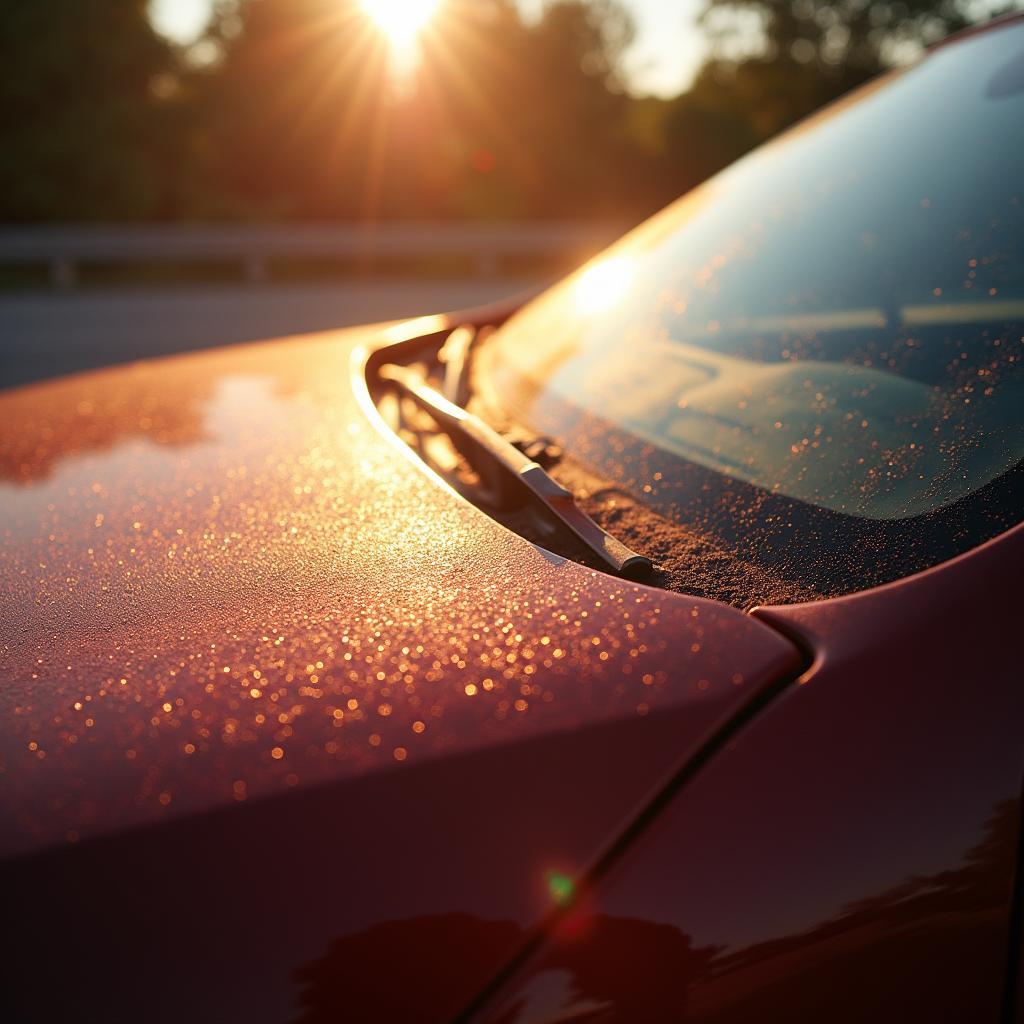 Car exposed to harsh sunlight