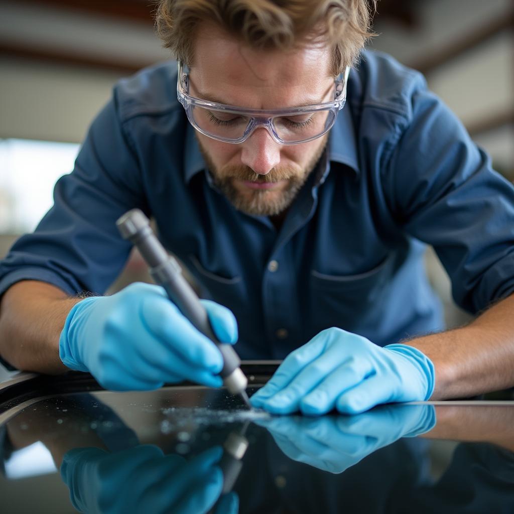 Car Glass Repair Technician Working in Spokane