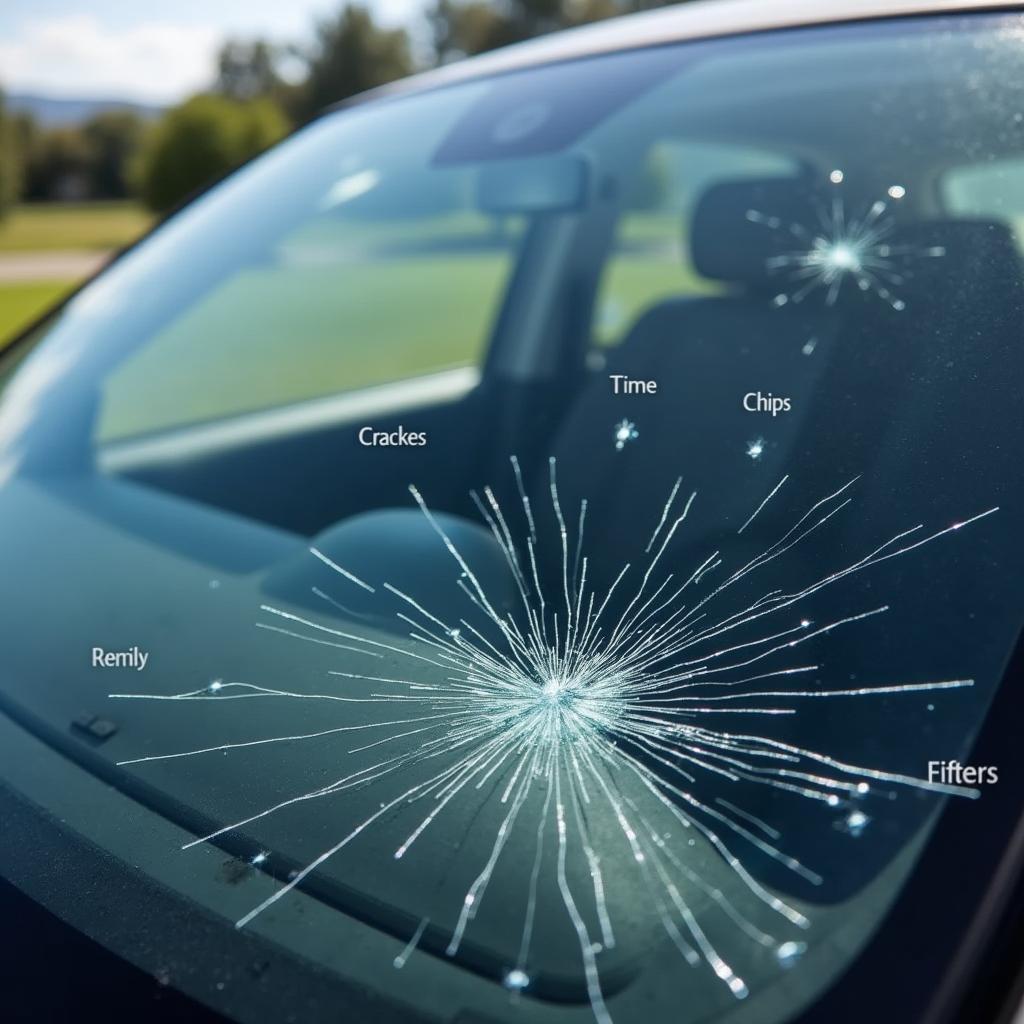 Different types of car glass window damage in Chicago