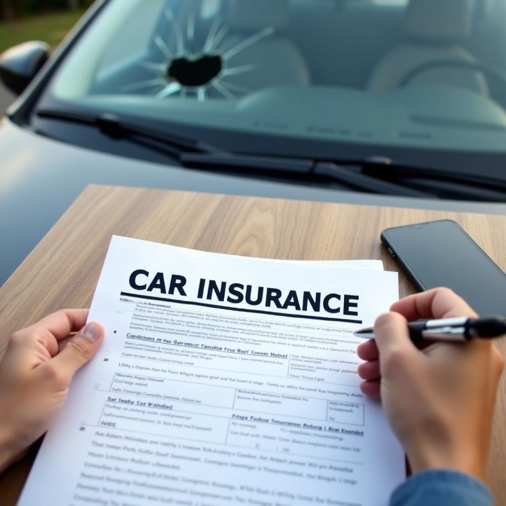 Car insurance policy documents for window repair in Victoria BC