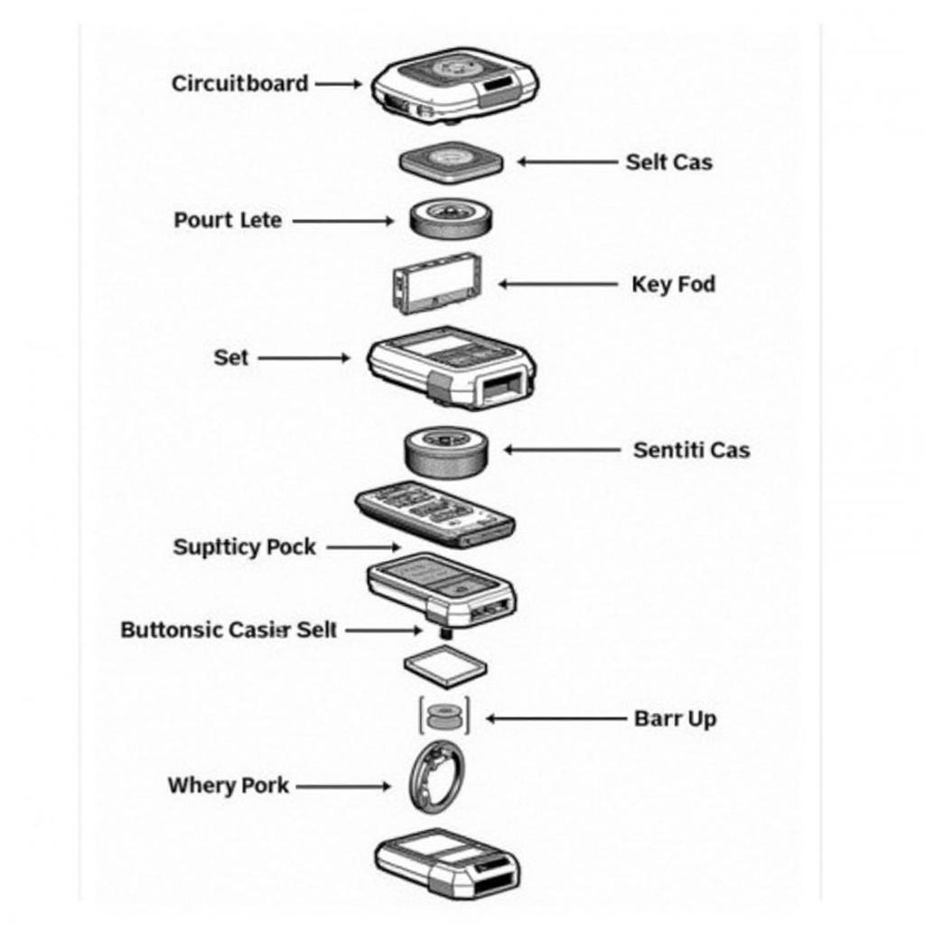 Car Key Remote Internal Components Exploded View