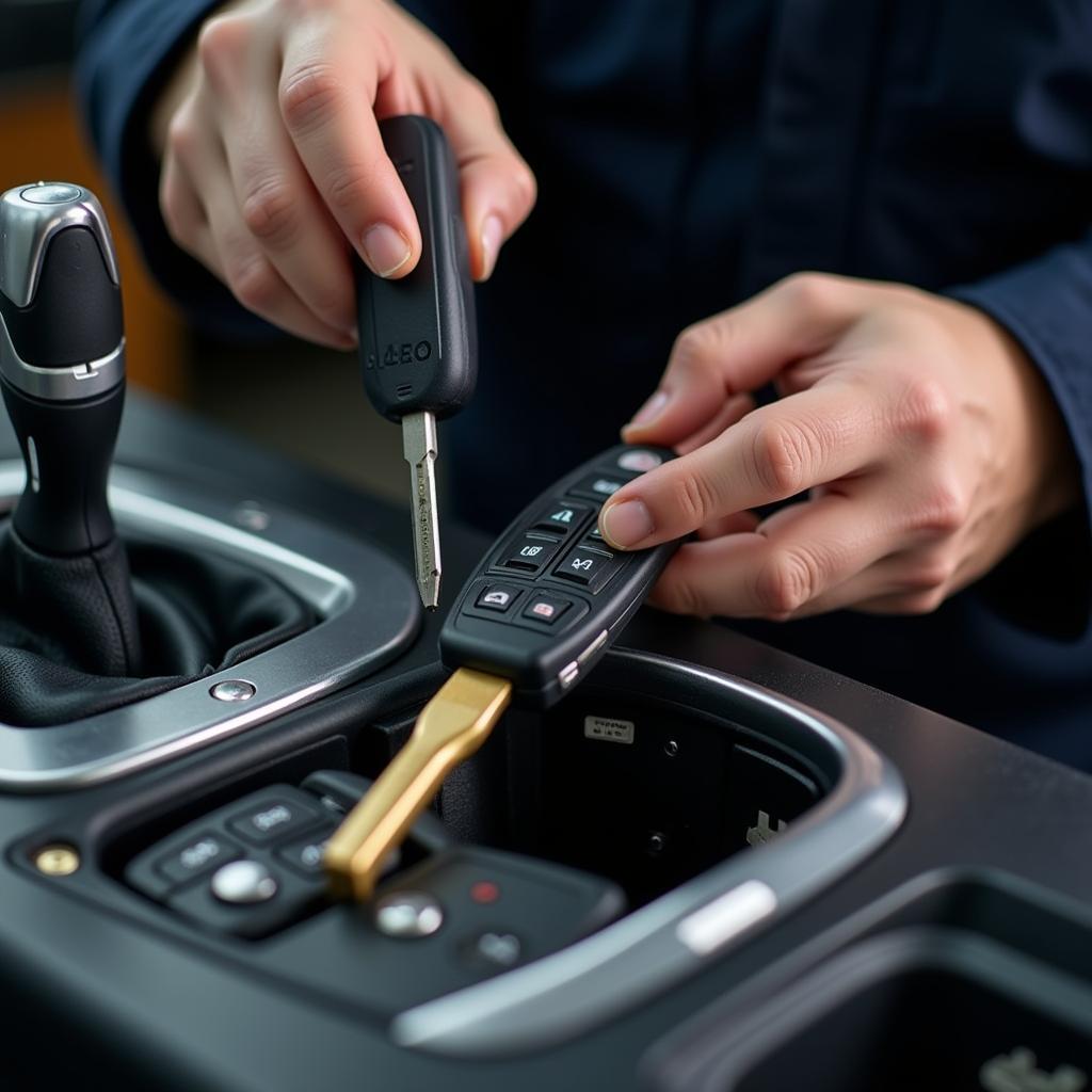 Technician Repairing Car Key Remote