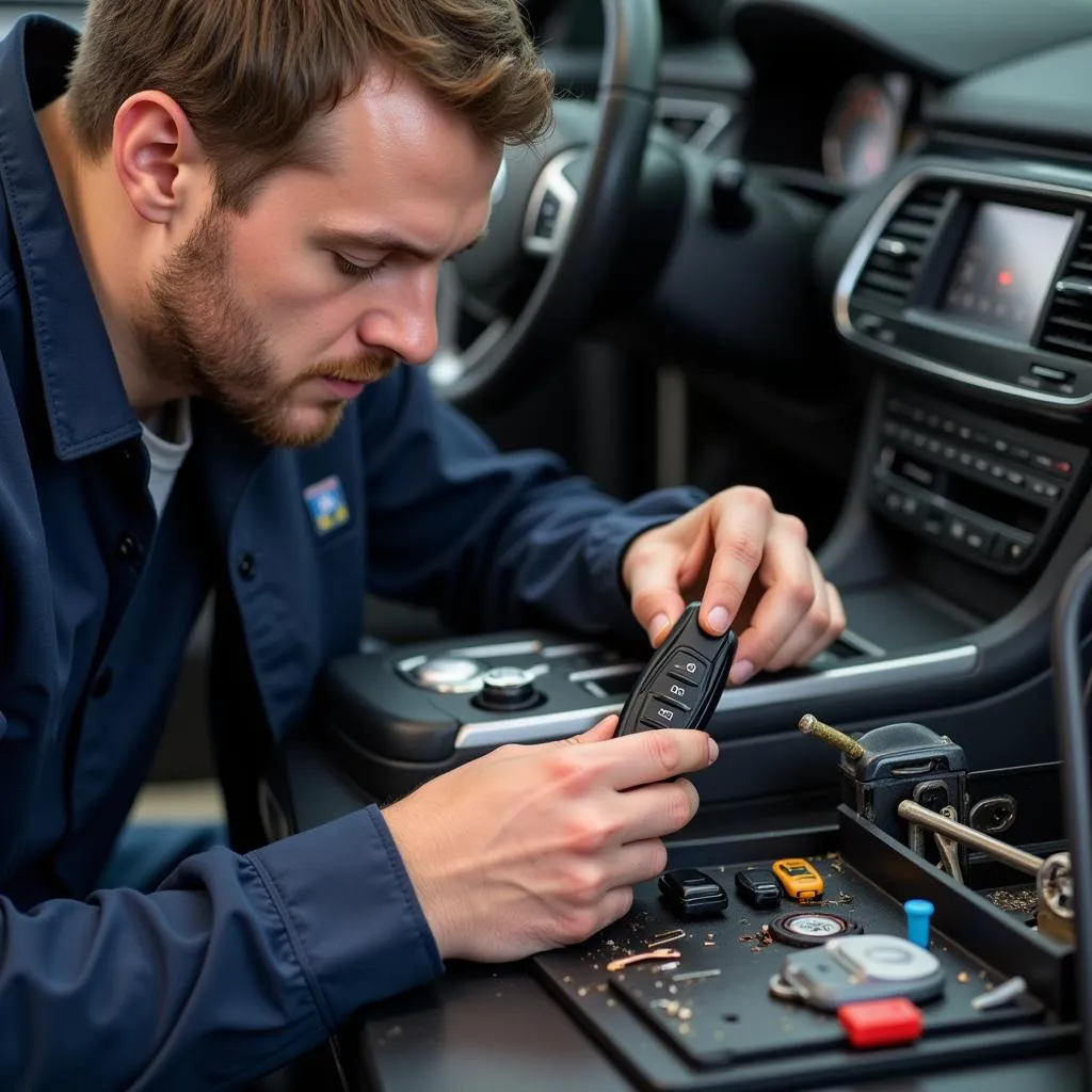 Car Key Repair Technician at Work