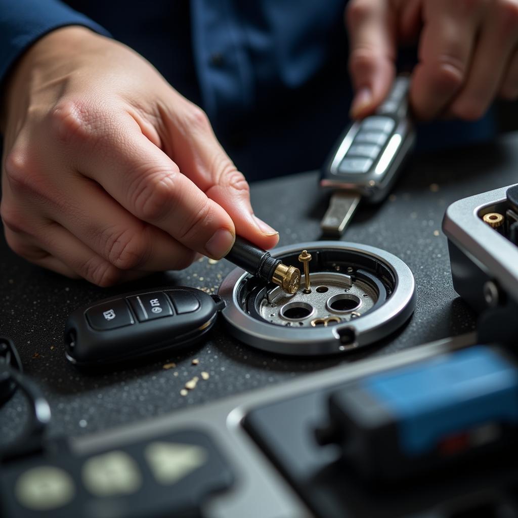 Car Key Repair Technician at Work