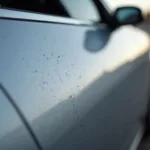 Close-up of a car key scratch