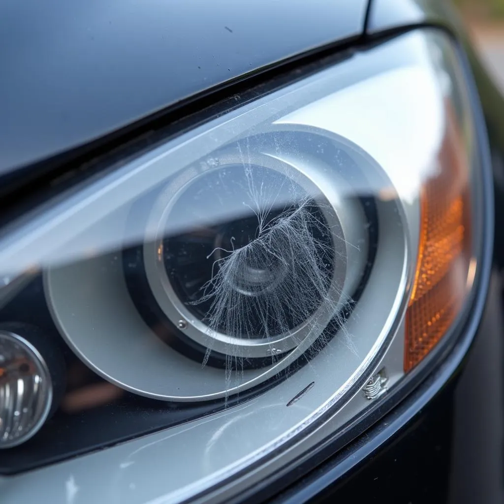 Car light lens with a deep scratch