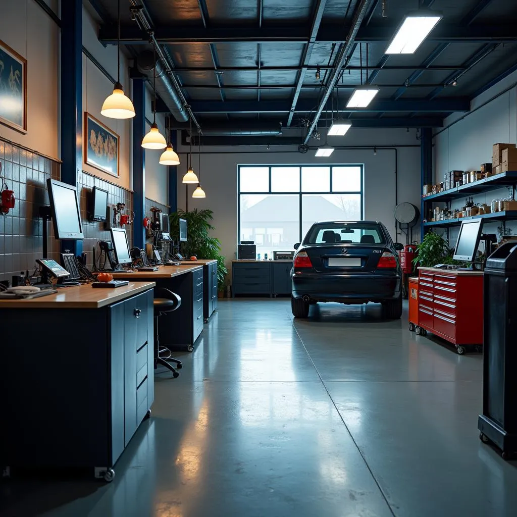 Car Lights Repair Shop Interior