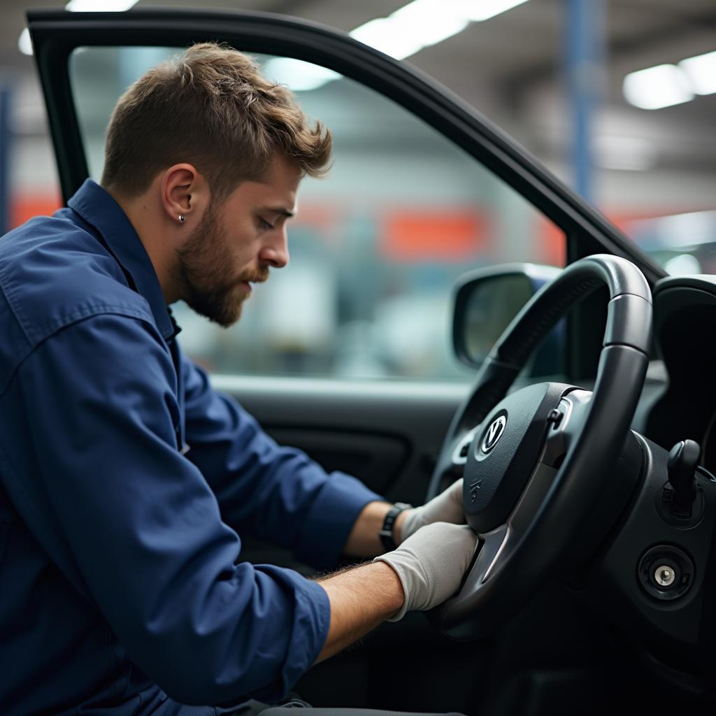 Car Mechanic Repairing Window