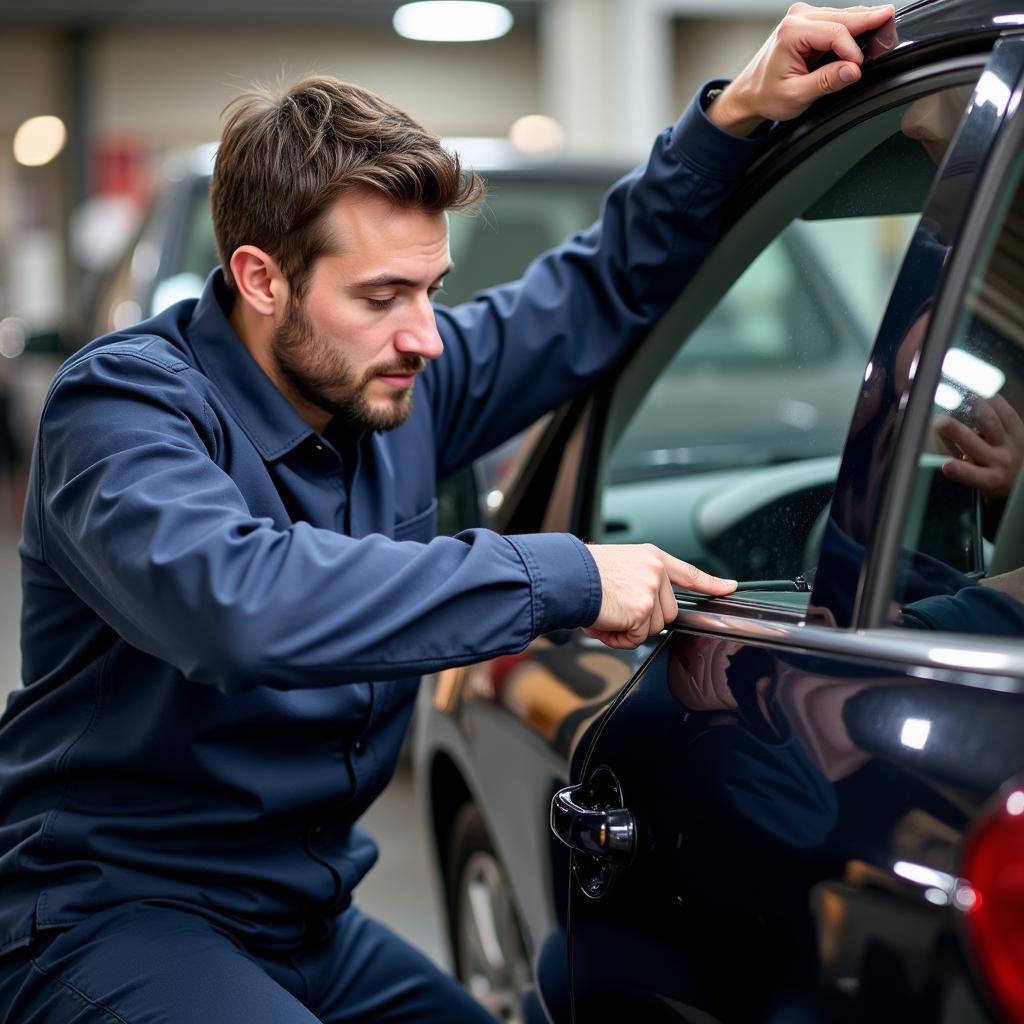 Car Mechanic Repairing Window