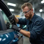 Car mechanic repairing window regulator in Dublin