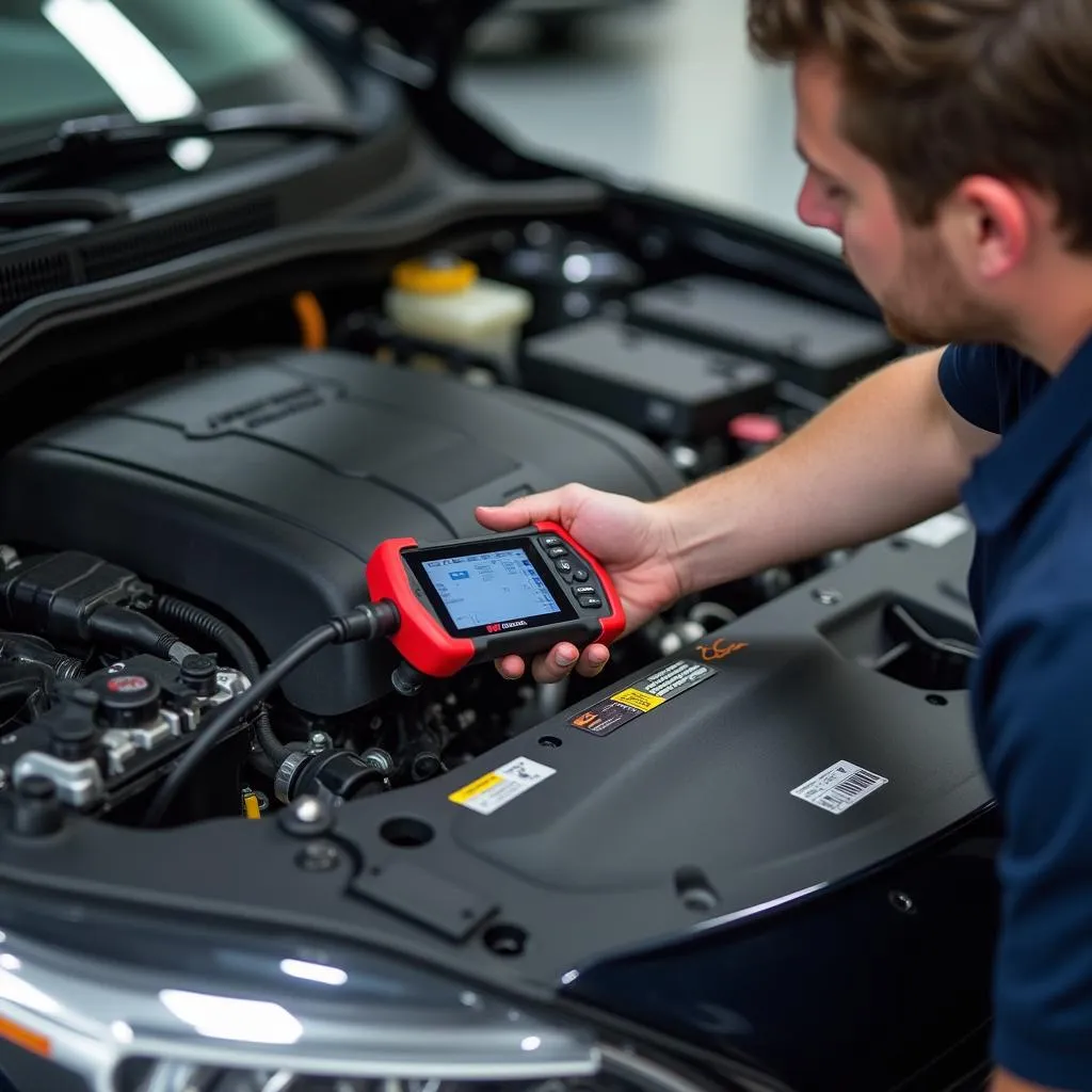 Car Mechanic Diagnosing Electrical Issue