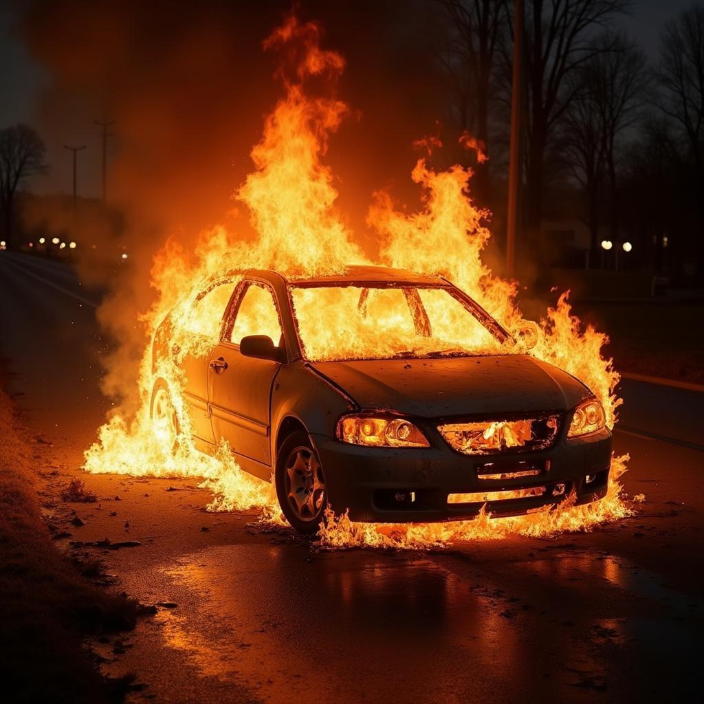 Car on Fire Due to Electrical Fault