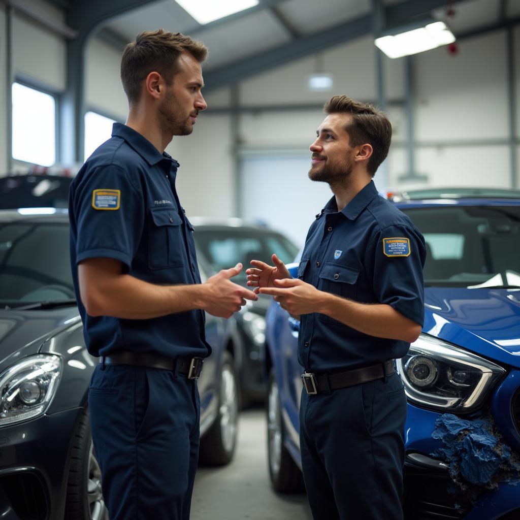 Car Owner Discussing Repair with Technician Fareham