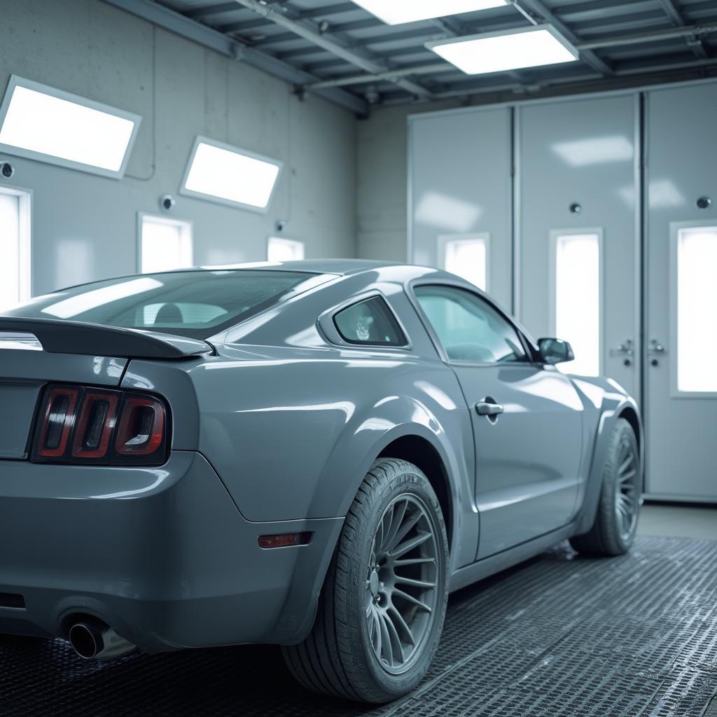 Car inside a paint booth