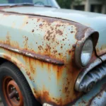 Car paint bubbling caused by underlying rust