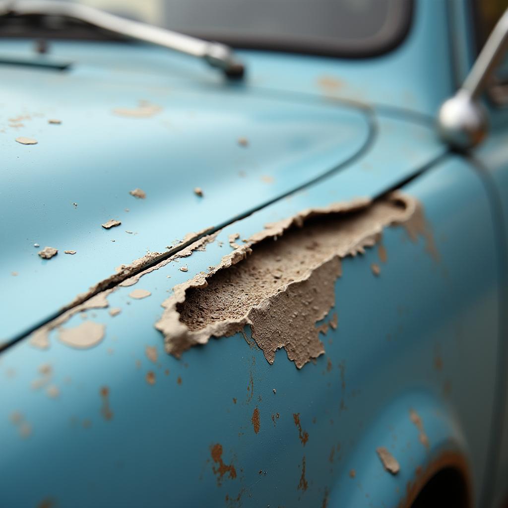 Close-up of a car paint chip