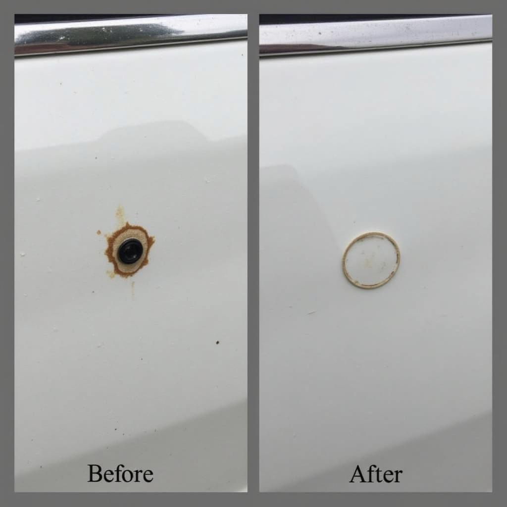 Car paint chip repair before and after in New York