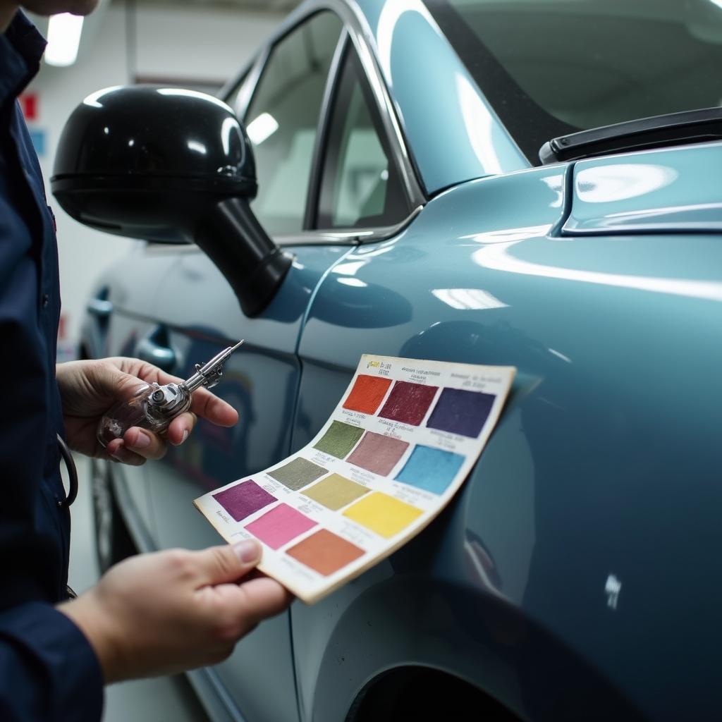 Car paint colour matching in a professional body shop in Whitstable