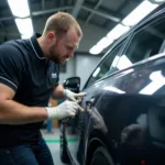 Applying car paint protection film in Coulsdon