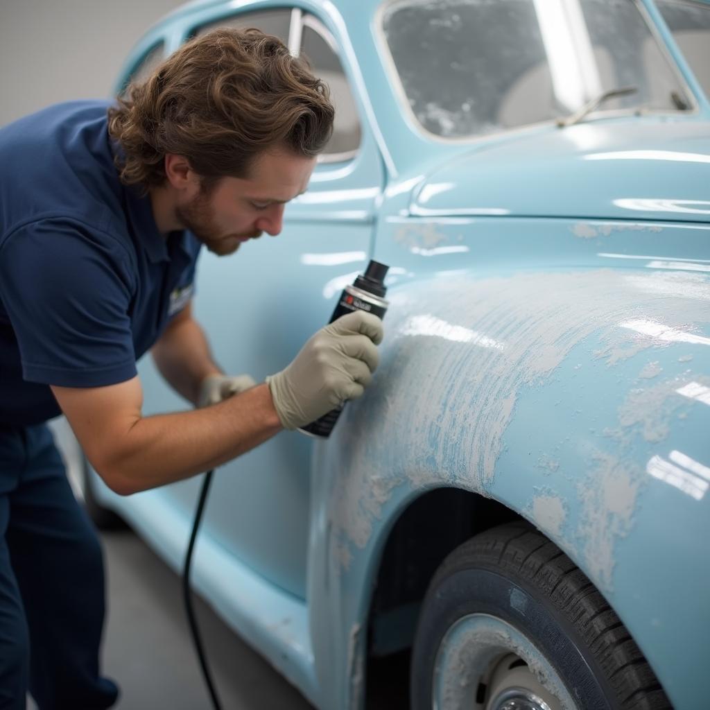  Applying a protective sealant after car paint repair in Whitstable