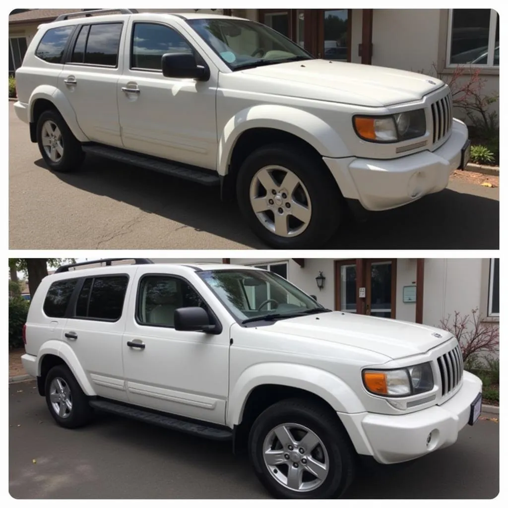 Before and after car paint repair on the Central Coast