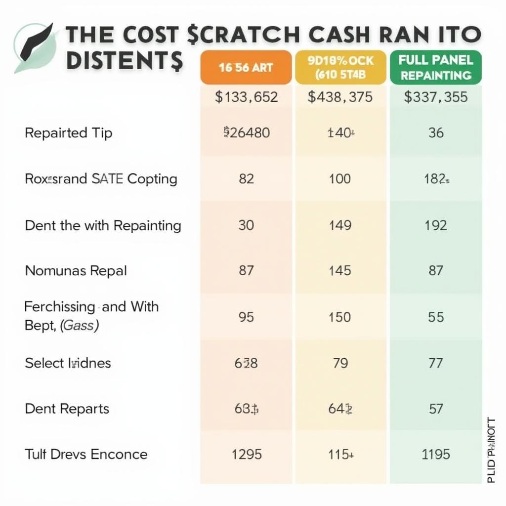 Car Paint Repair Cost Comparison Chart