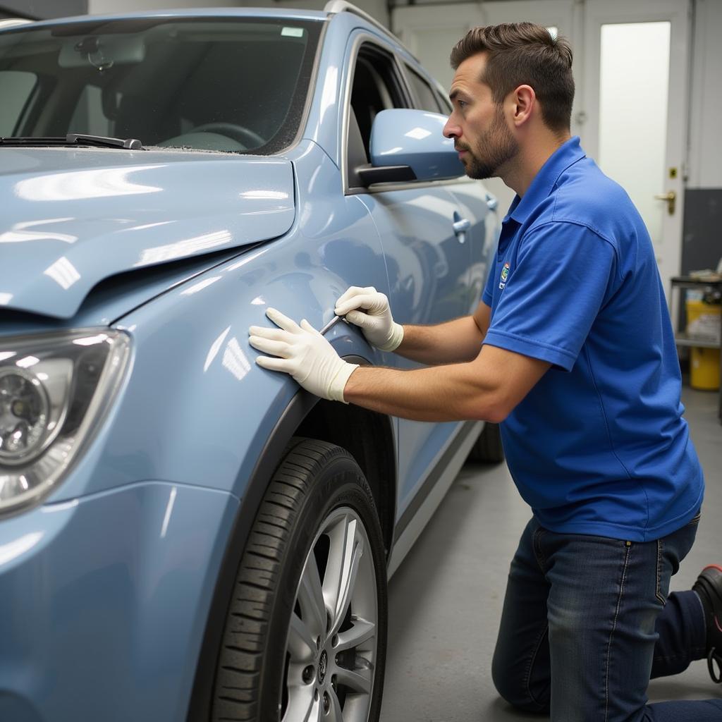 Car paint repair process in a Galway workshop