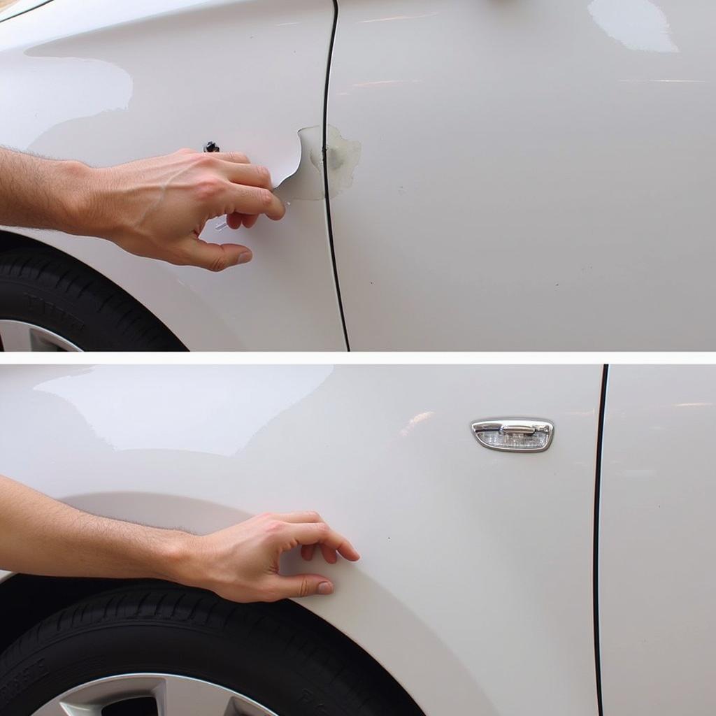 Applying a Car Paint Repair Sticker