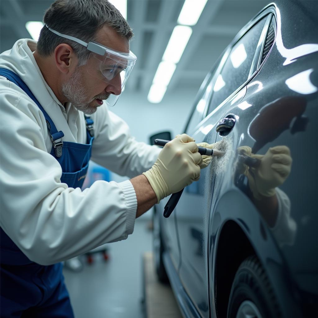 Car painting process in a Tettenhall body shop