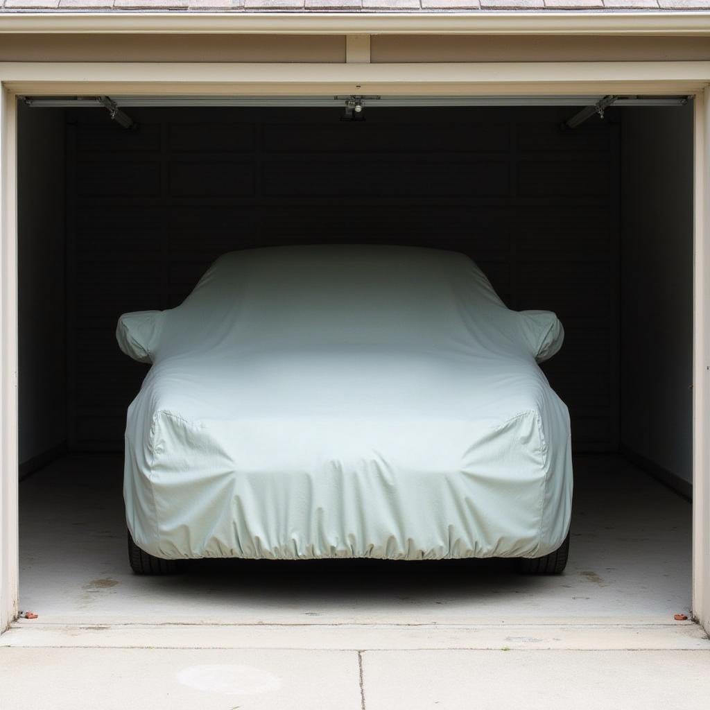 Car Parked in Garage Covered