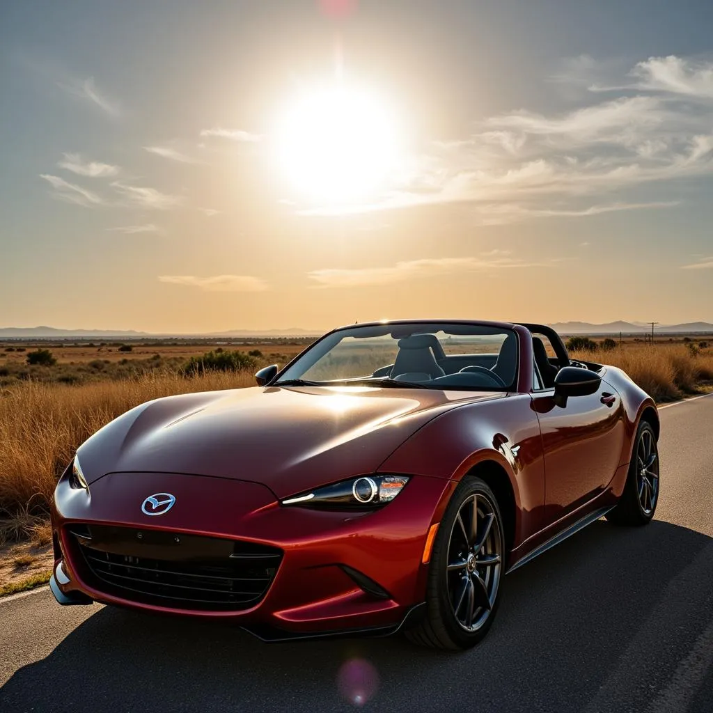 Car parked under intense sunlight