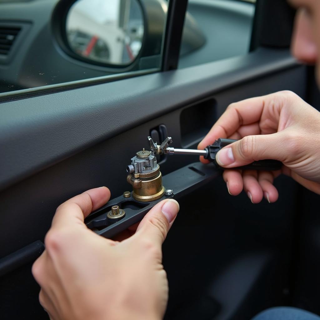 Car Power Window Repair in Progress