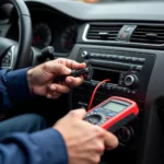 Mechanic Inspecting Car Power Window Switch