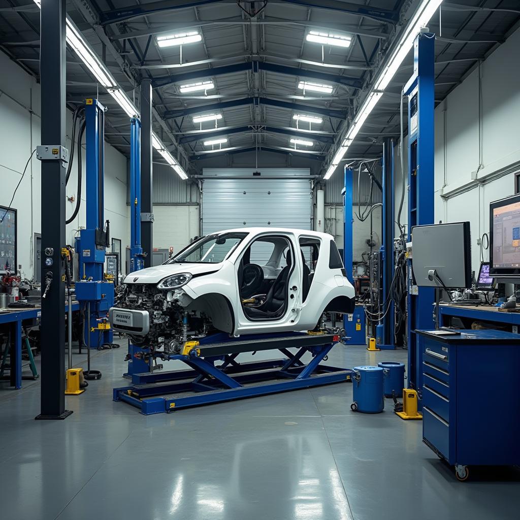 State-of-the-art car repair equipment in a LE9 7NH workshop