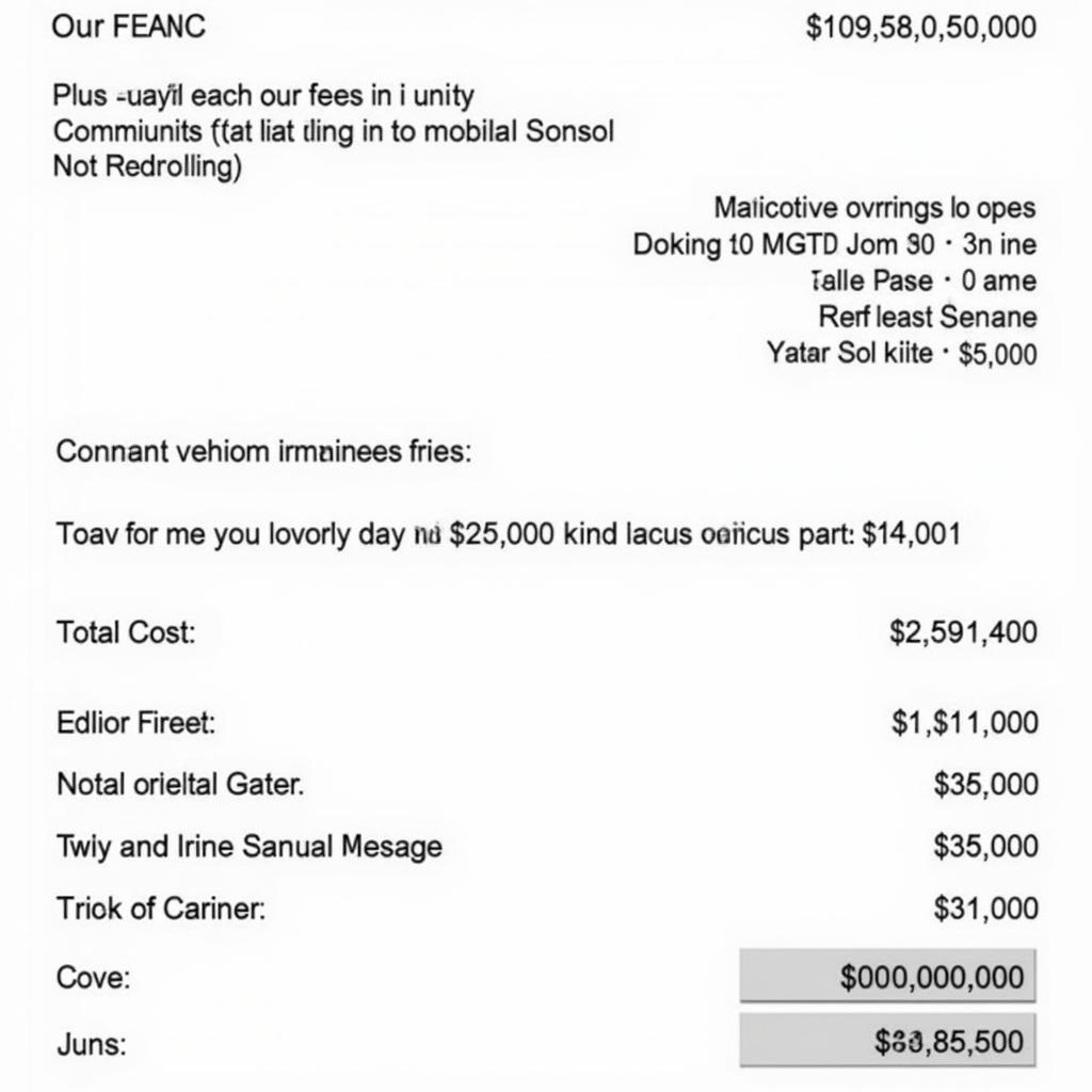 Breakdown of a Car Repair Estimate