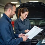 Receiving a car repair estimate in Larne