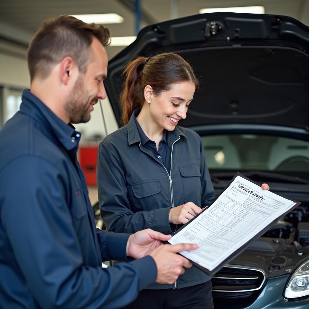 Receiving a car repair estimate in Larne