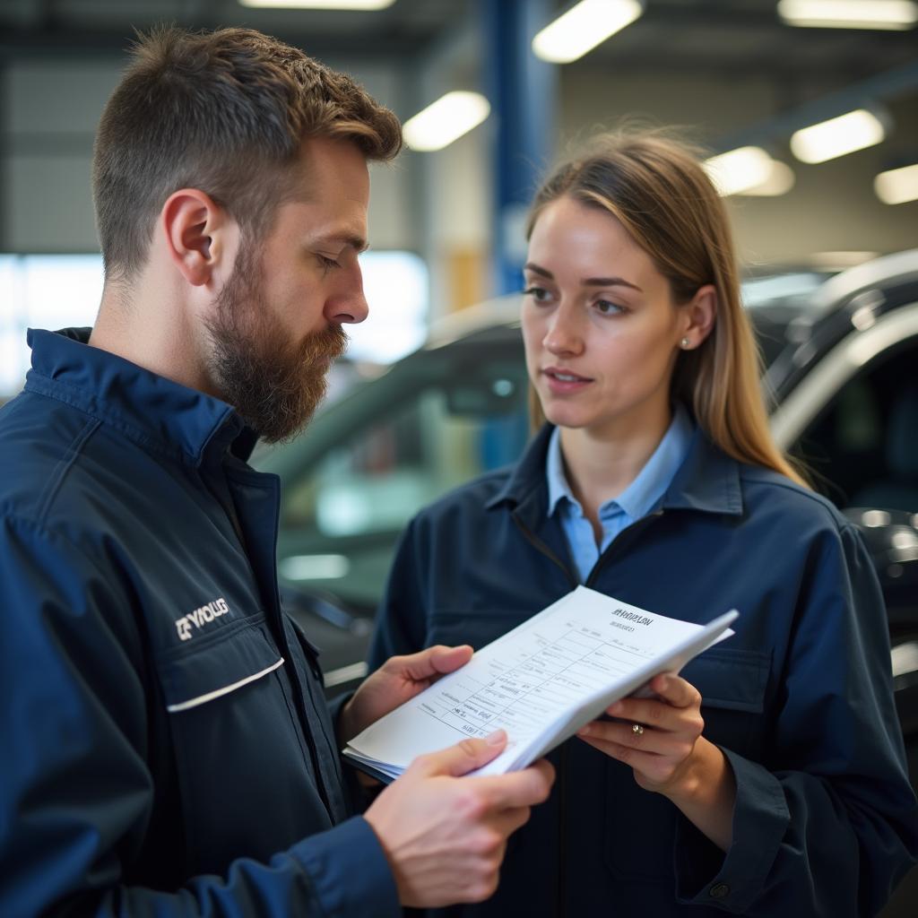 Mechanic Discussing Car Repair Estimate