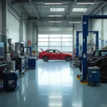 Modern car repair shop with advanced equipment